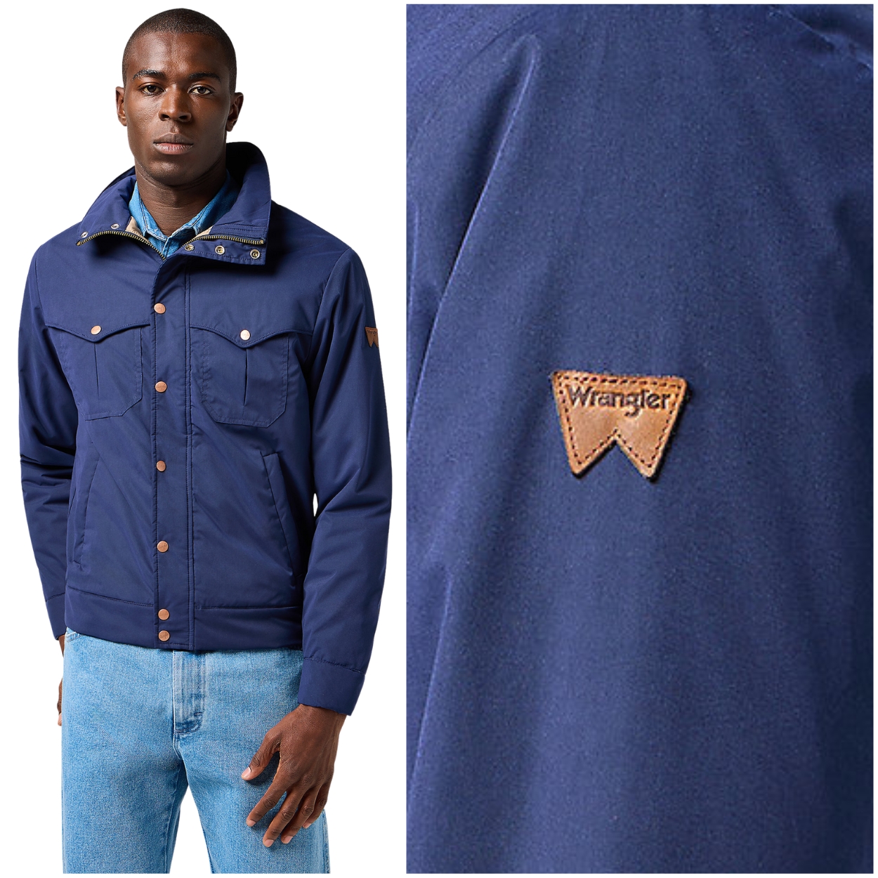 Wrangler Western Puffer Navy lehká tmavě modrá péřová bunda se stojáčkem L