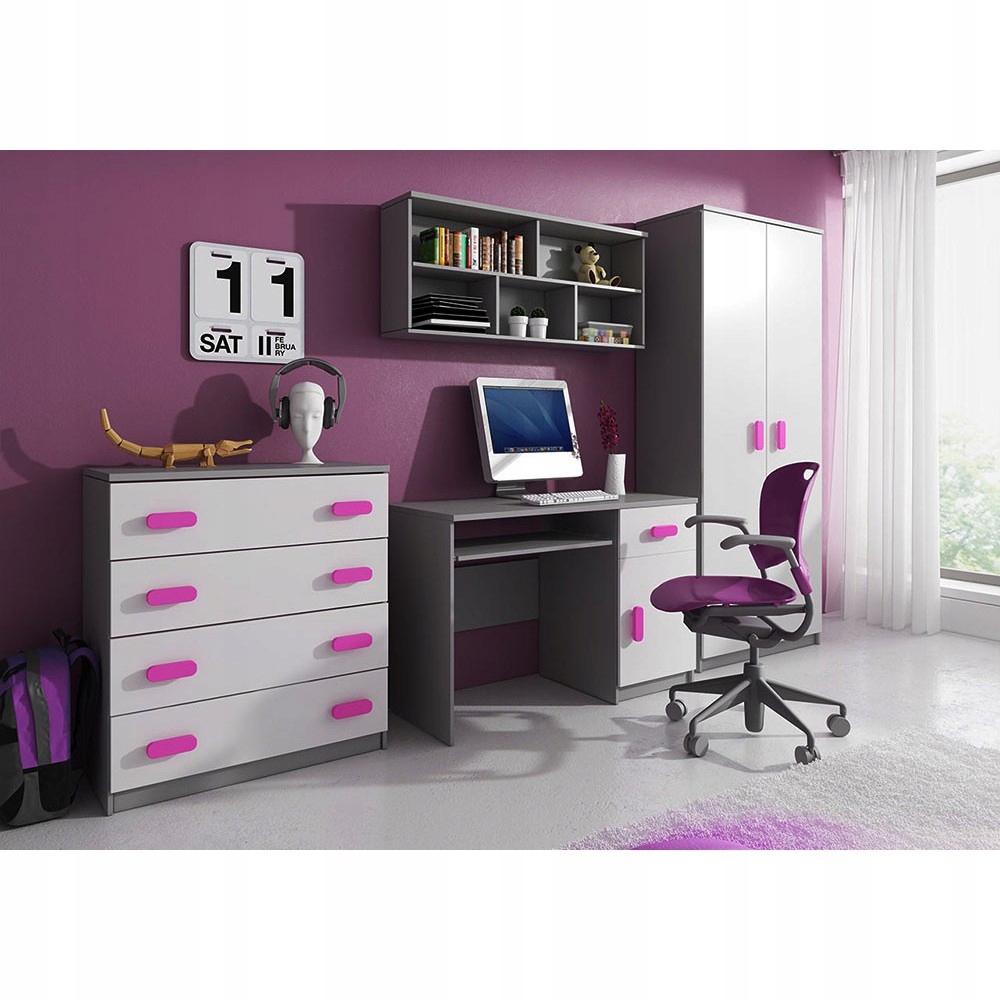 SIMBA 7 Zestaw mebli młodzieżowych / biało-szary