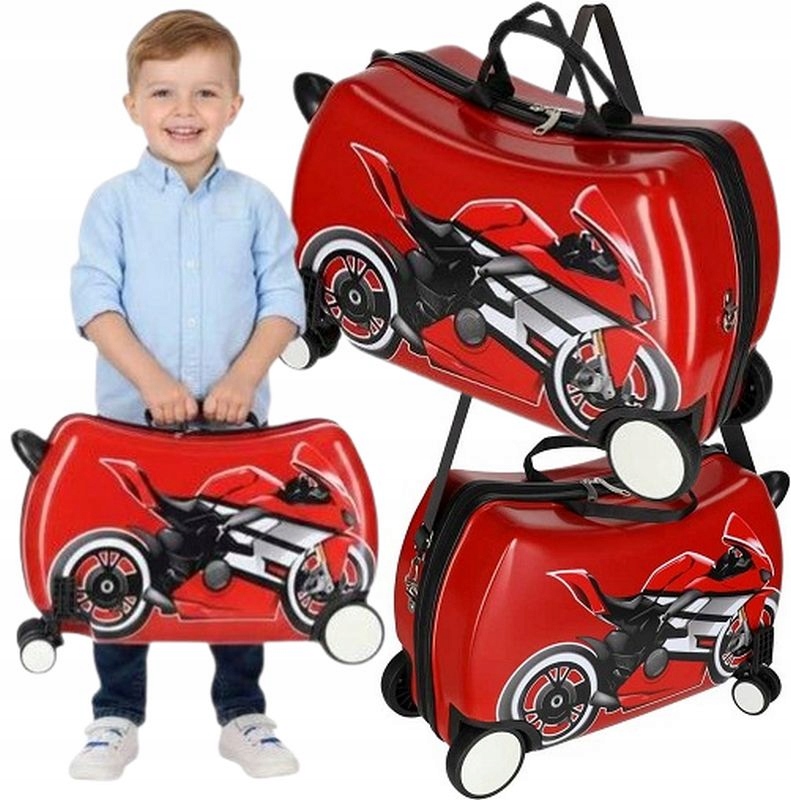 Walizka Podróżna Dla Dzieci Na Kółkach Bagaż Podręczny Motor Jeździk 2W1