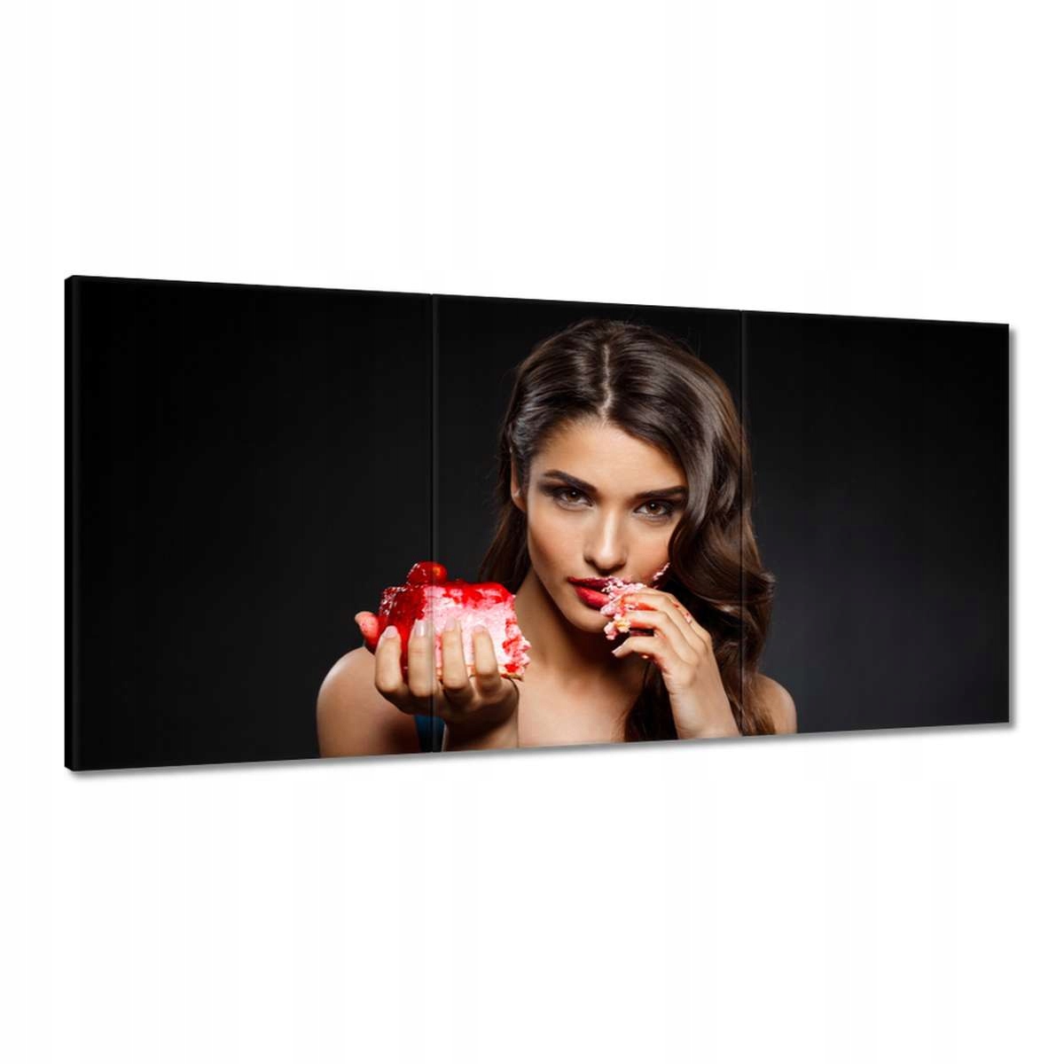 Obrazy 180x90 Žena jediaca koláčik