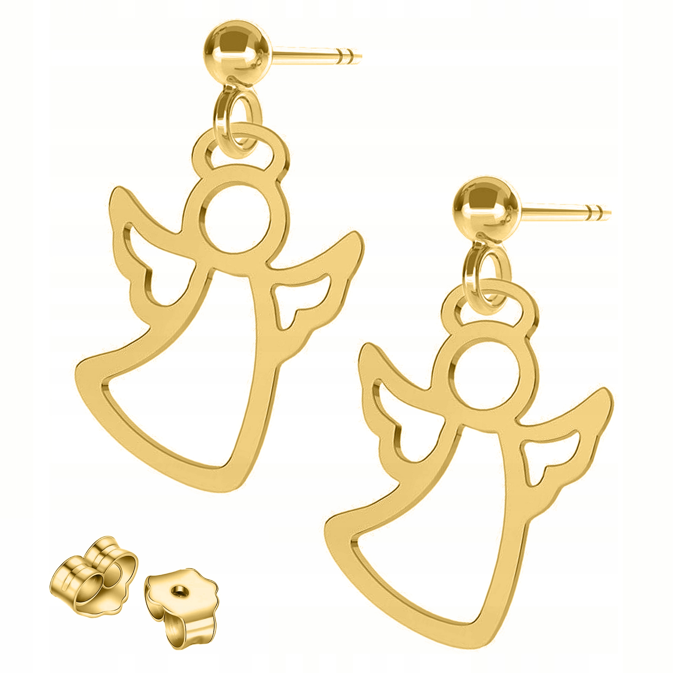 Zlaté Náušnice Andělé Anděl strážný Stříbro 925