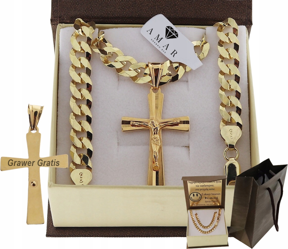 Zlatý Plný Řetízek Pánský Pancr S Křížkem Ryzost 925 585 Gravírování Bonus