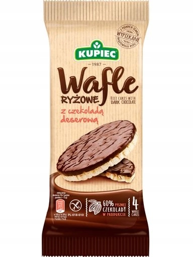 Levně 8 x Kupiec Rýžové oplatky s dezertní čokoládou 60 g