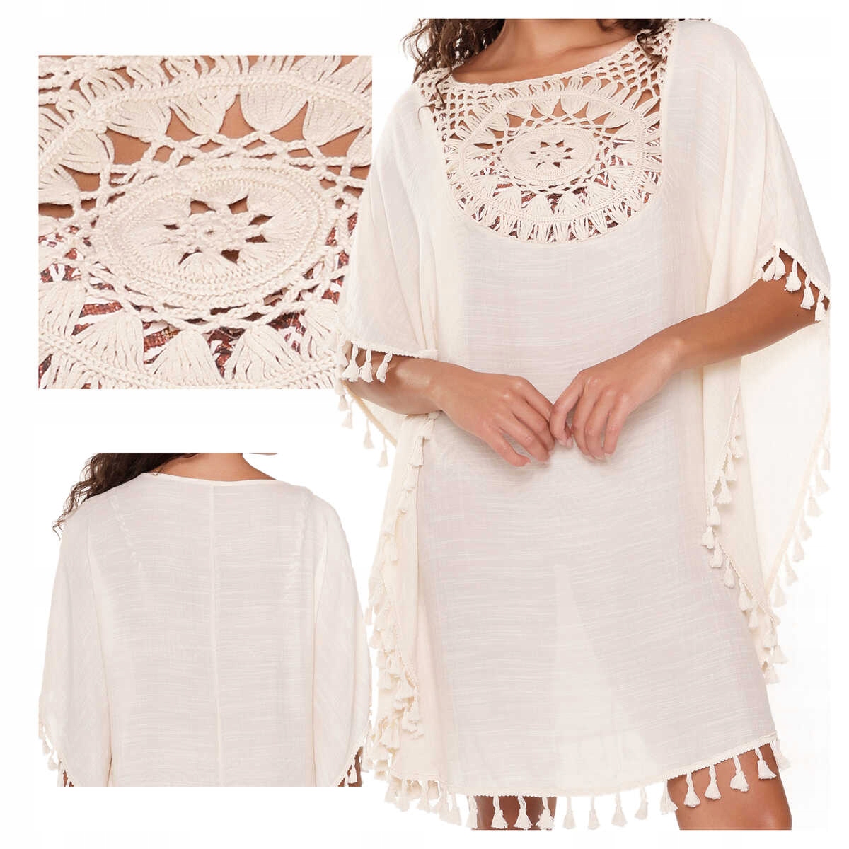 LingaDore Dámská plážová tunika s přehozem pareo 7222 almond 2XL/3XL