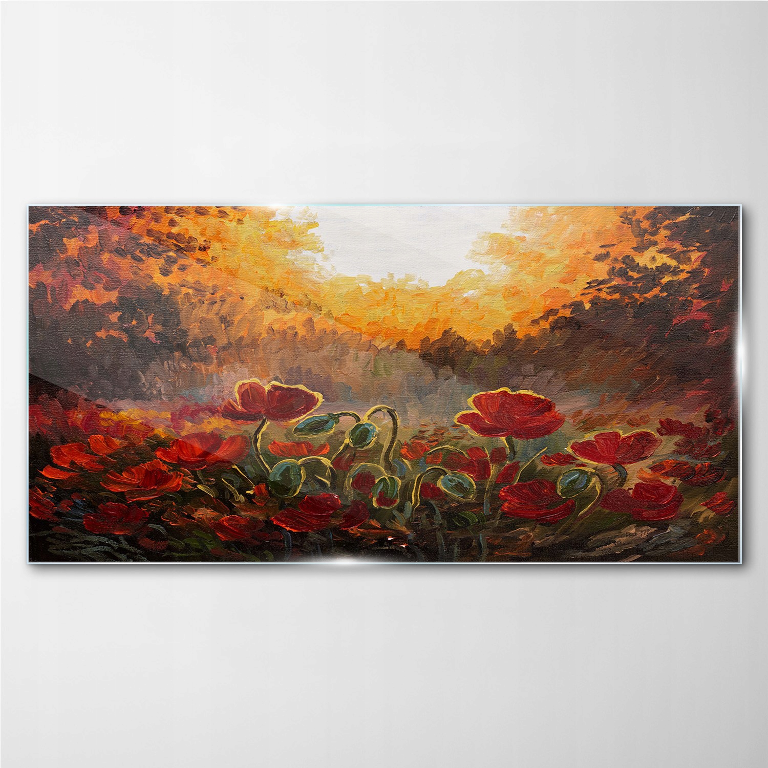 

Obraz szklany na ścianę Malarstwo kwiaty 100x50 cm