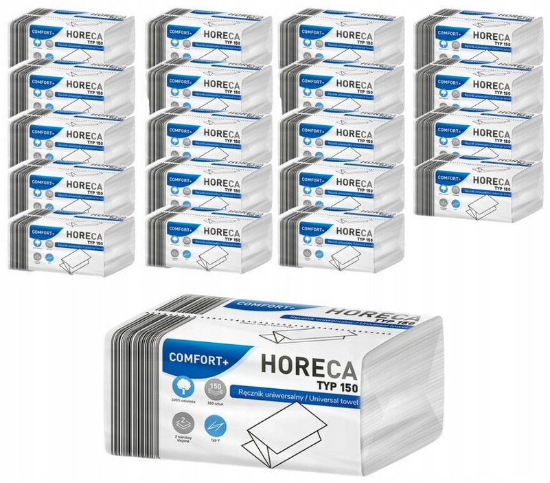 Levně 20 x Papírový Skládací Ručník Celulóza 150 Listů Bílý 2VRSTVÝ Zz