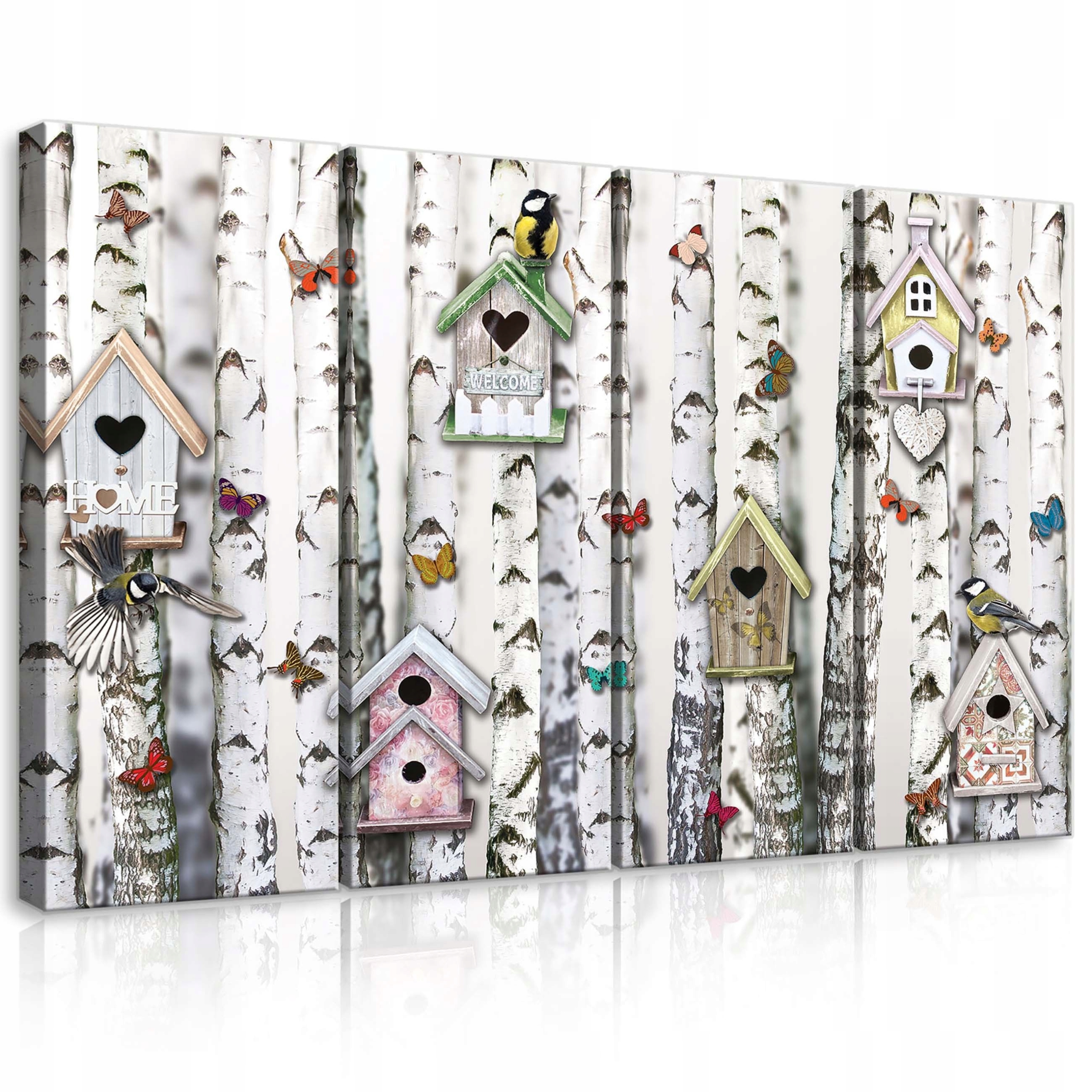 Obraz 120x80 Brezové kŕmidlá vtáky motýle príroda jar leto útulný domov