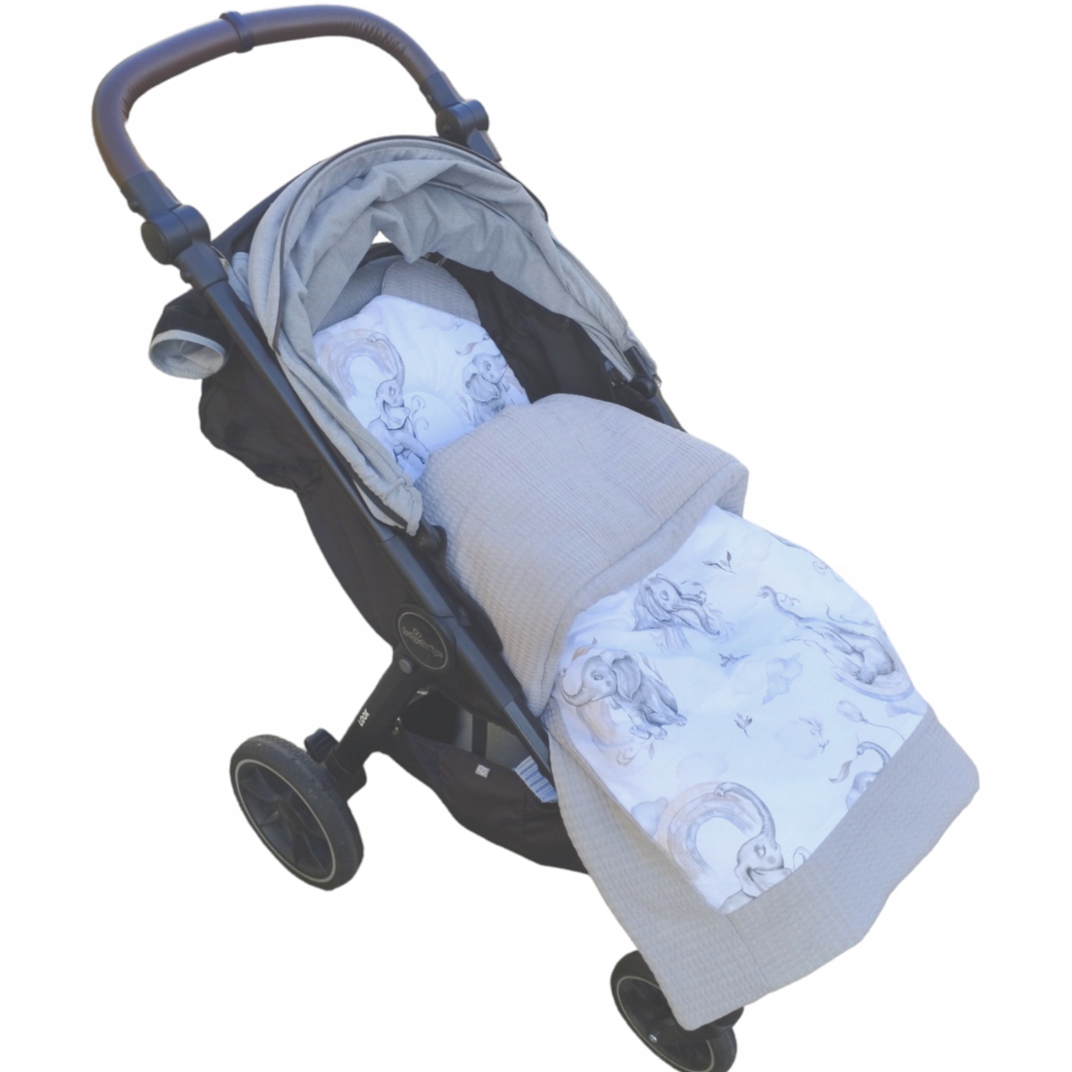 KOMPLET POŚCIEL DO ŁÓŻECZKA WÓZKA KOŁDERKA PODUSZKA 75X100 WAFFEL BAWEŁNA Długość kołdry 100 cm