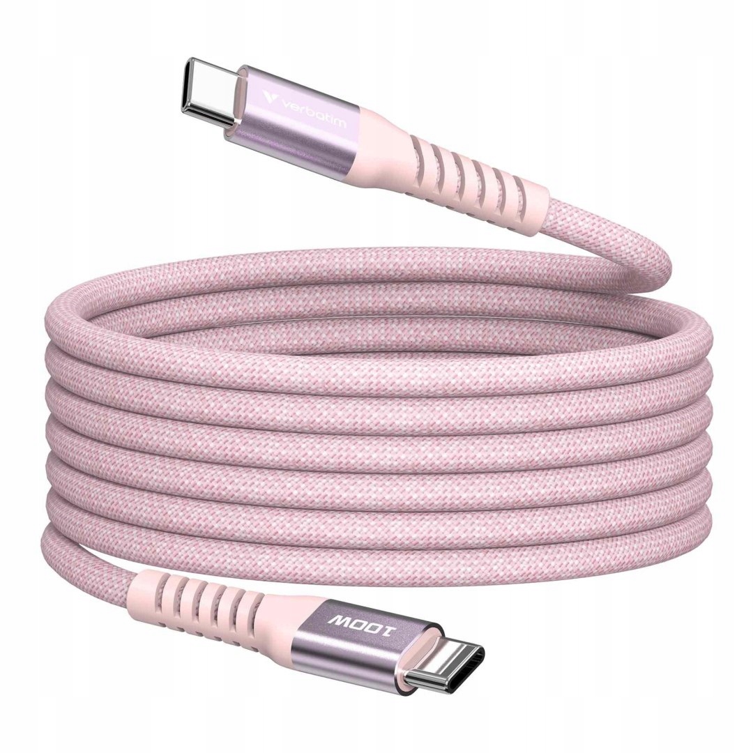 Kabel Verbatim Usb-c(m) Usb-c(m) 1,2m, 100W, Pd, różowy
