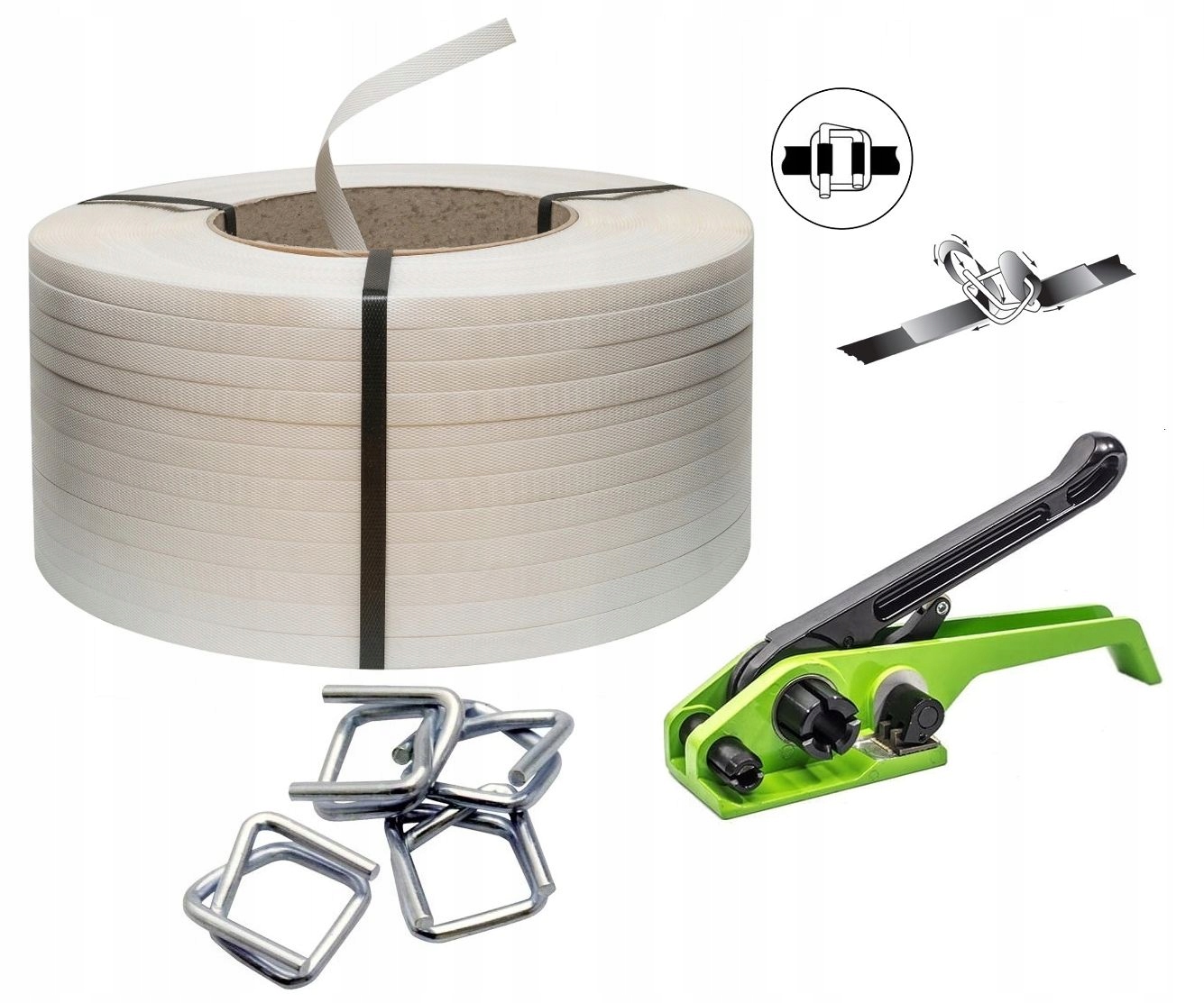 12 mm Polypropylenová upínací páska s napínacími sponami, Balíková Sada