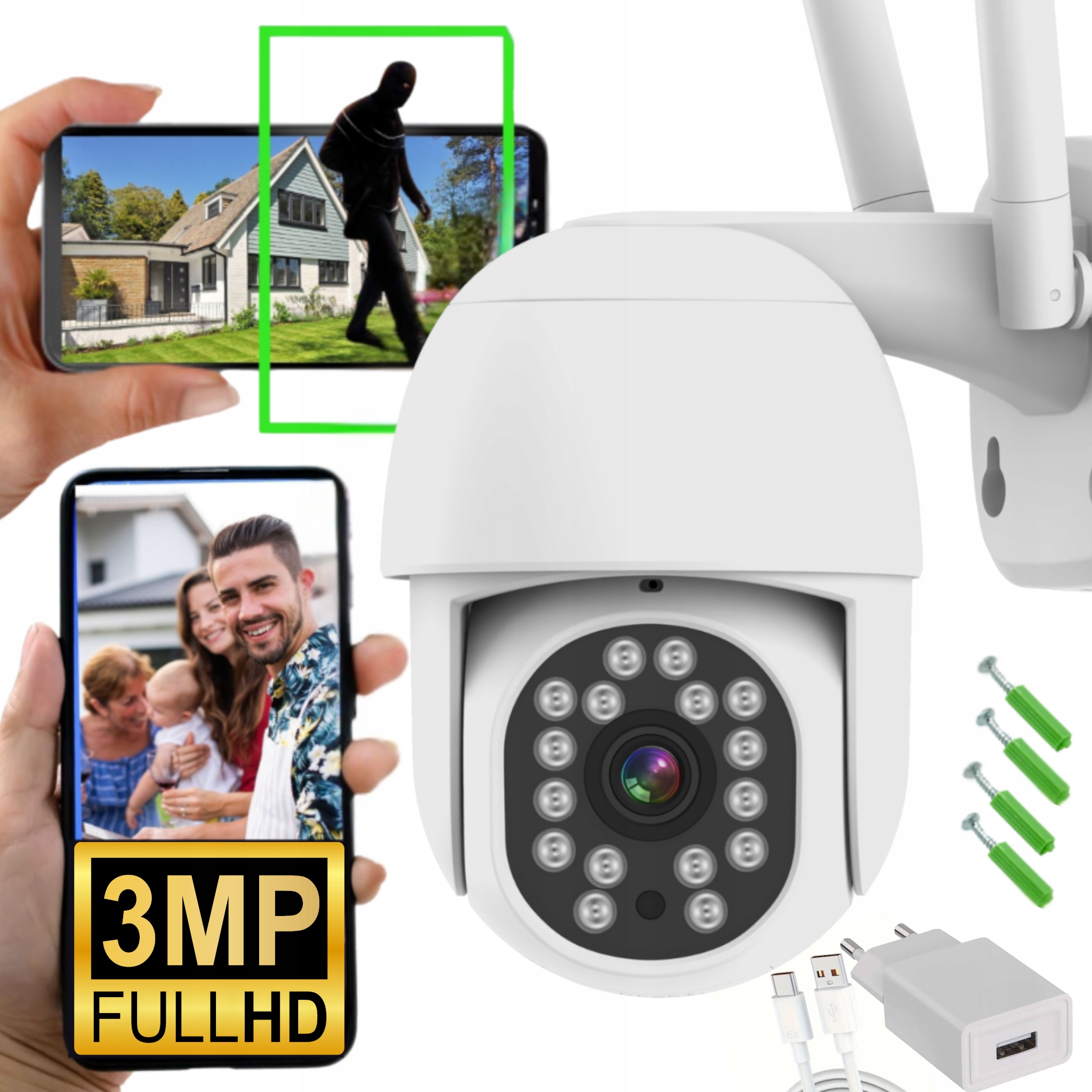 Bezdrôtová Vonkajšia Wifi Kamera Fullhd 3MPX Otočný Zoom 4X Detekcia