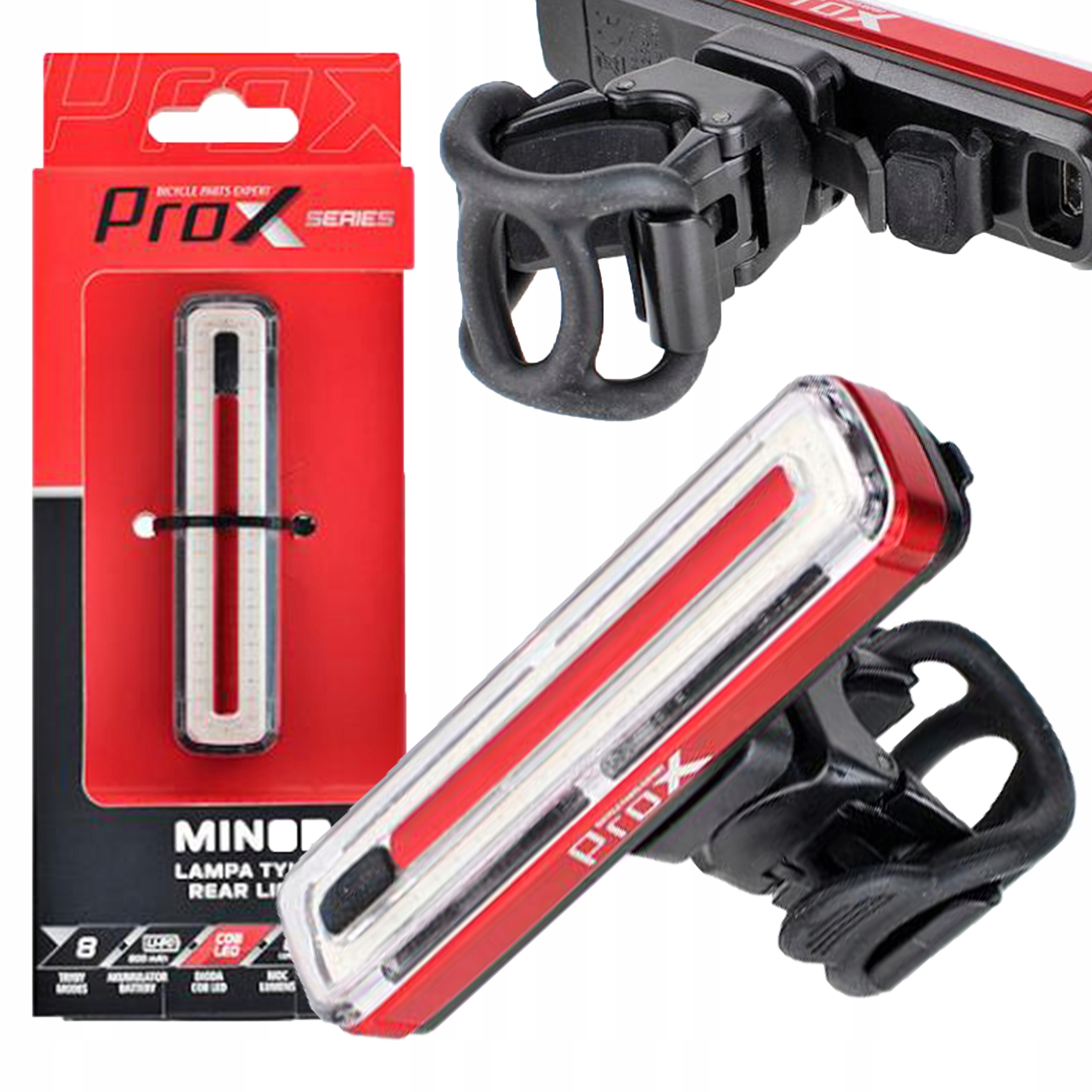 

Mocna lampka Tylna Prox Minor 60 lm Usb 8 trybów
