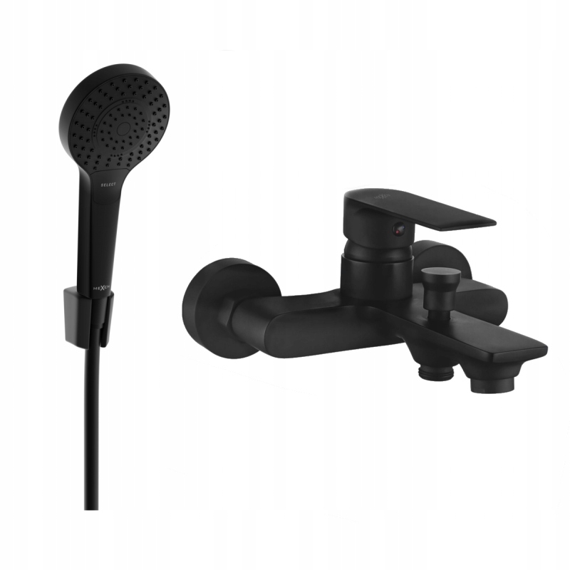 Mexen Royo R05 vaňová batéria so sprchovacím setom, čierna 7223R05-70