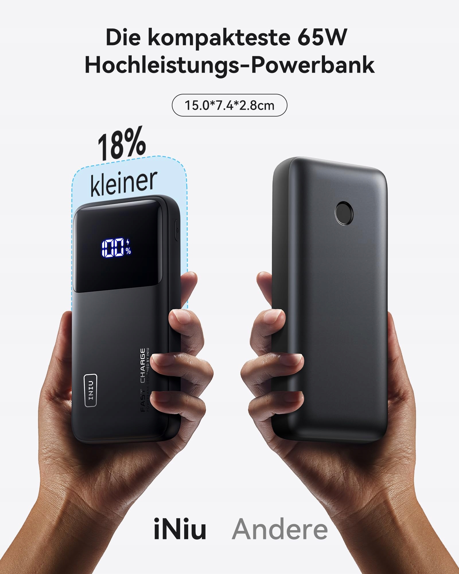 INIU Power Bank 20000mAh 65W USB C Do Telefonów i Laptopów — miniatura 3