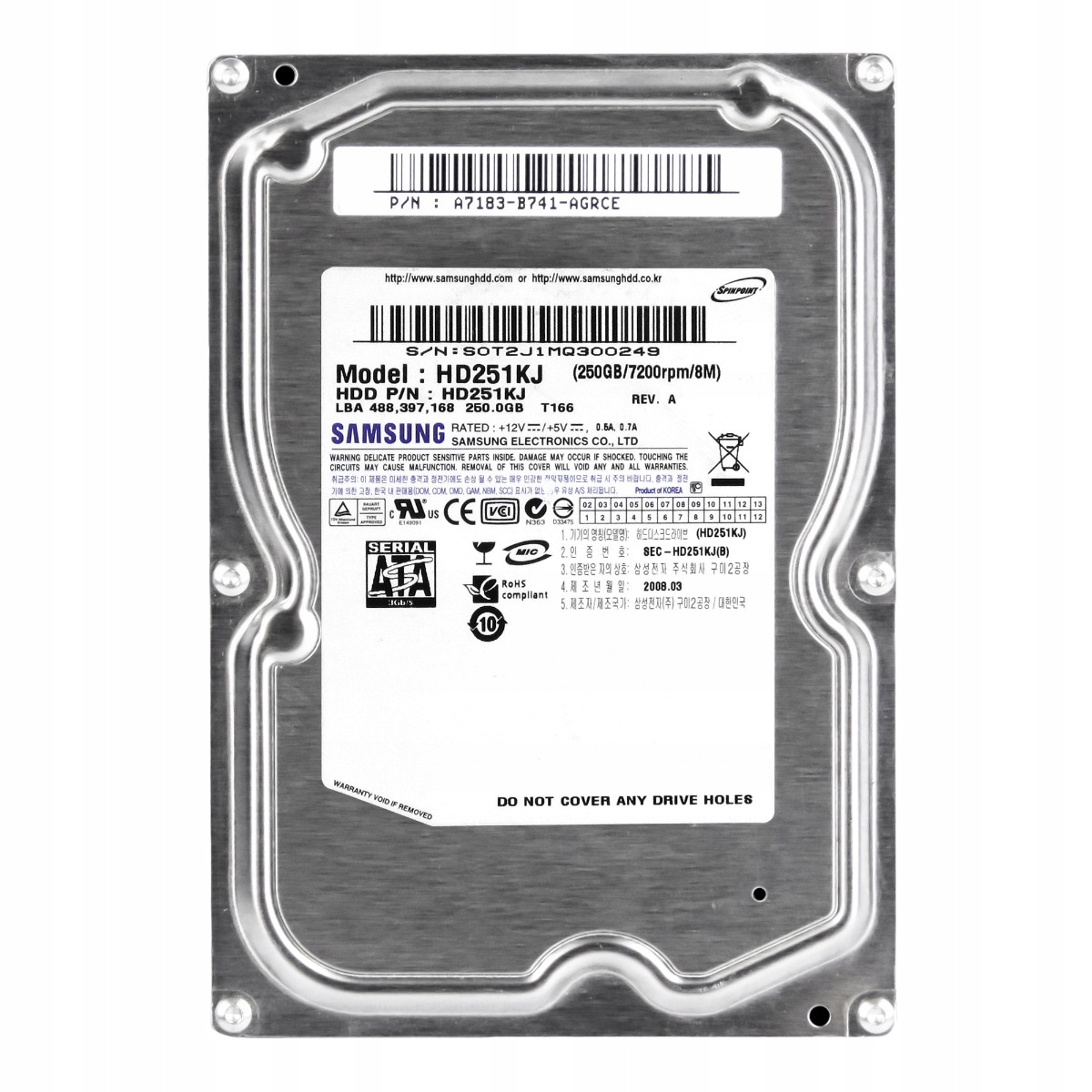 Samsung SpinPoint T166 250GB 7.2K 8MB Sata II 3.5'' HD251KJ