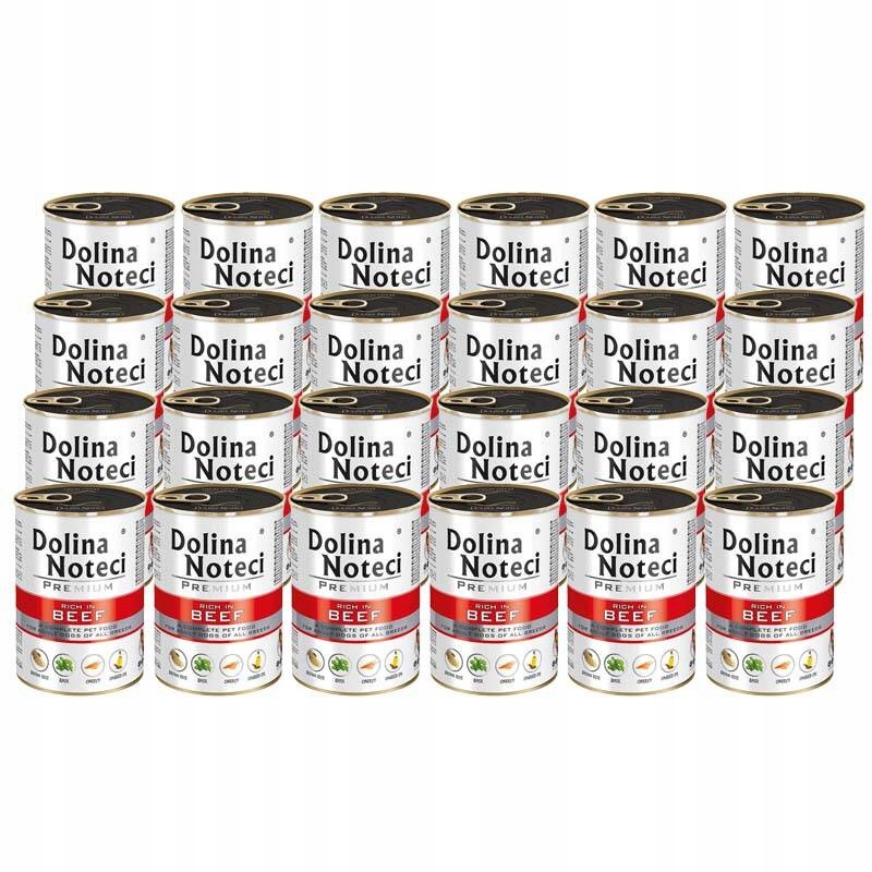 Mokra karma dla psa Dolina Noteci Premium bogata w wołowinę 24 x 400 g