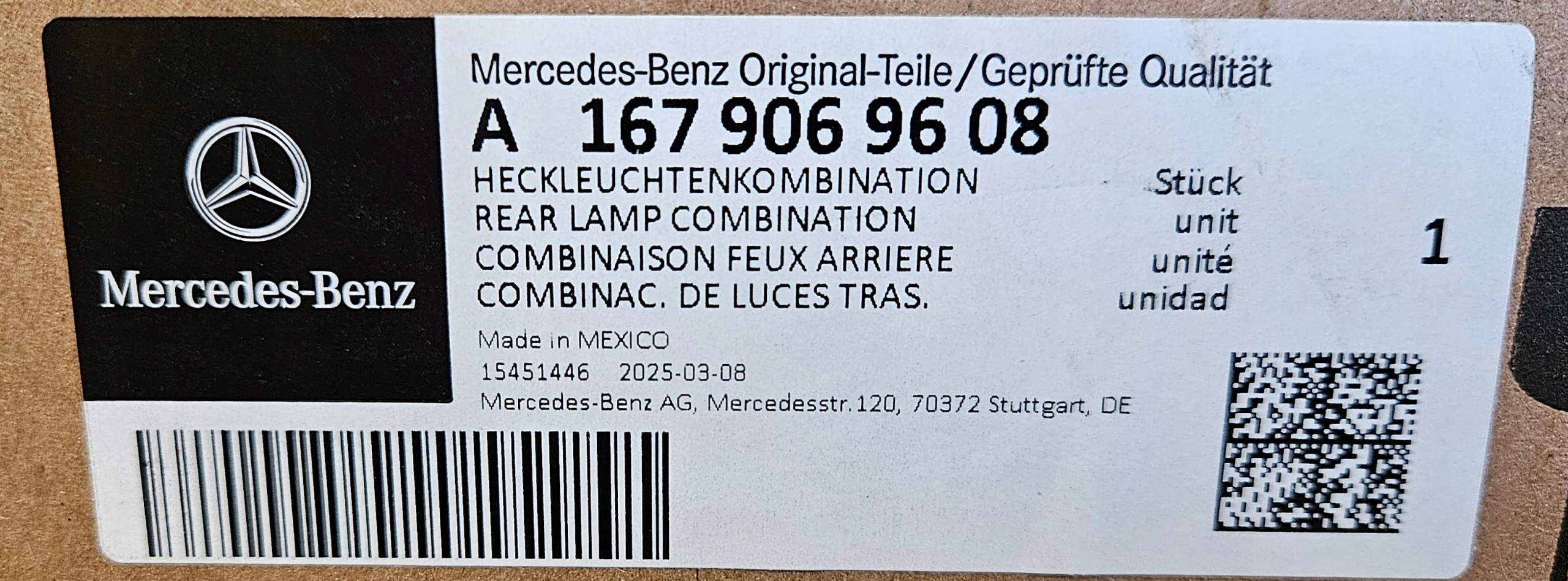 MERCEDES GLE A167 W167 фонарь правый в крышке багажника oem A1679060107