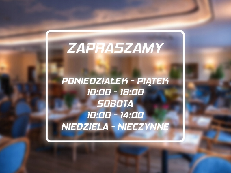 NAKLEJKA NA DRZWI z Godzinami Otwarcia - ODBLASKOWA| HOLOGRAM Producent Inna