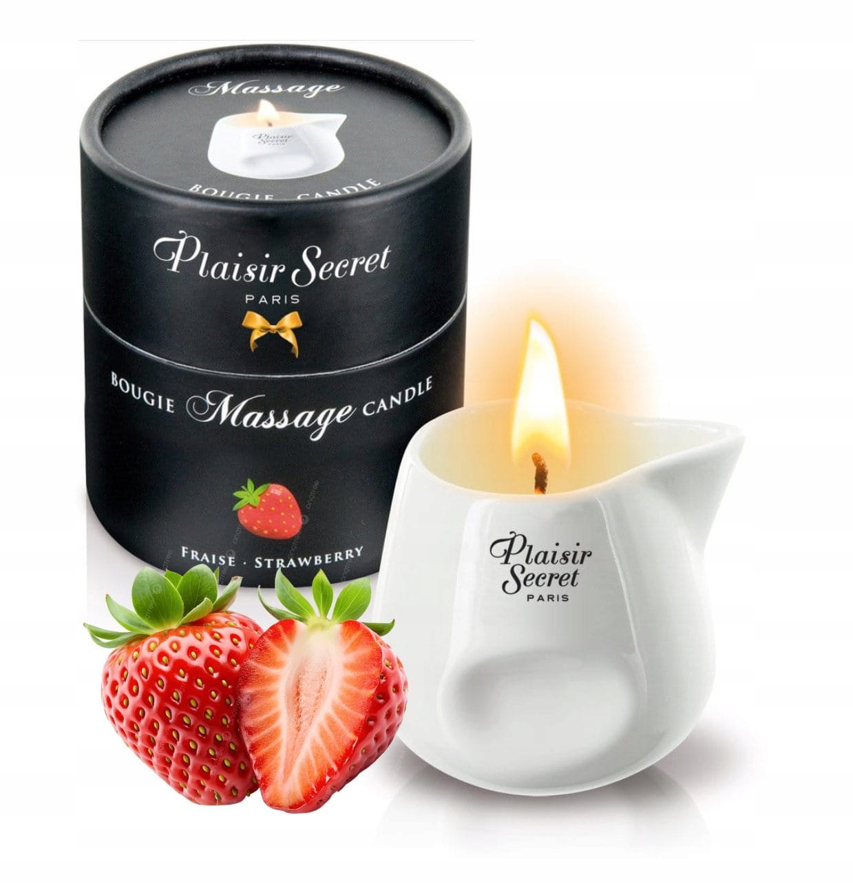 Přírodní Masážní Svíčka Plaisirs Secrets Jahoda 80 ML