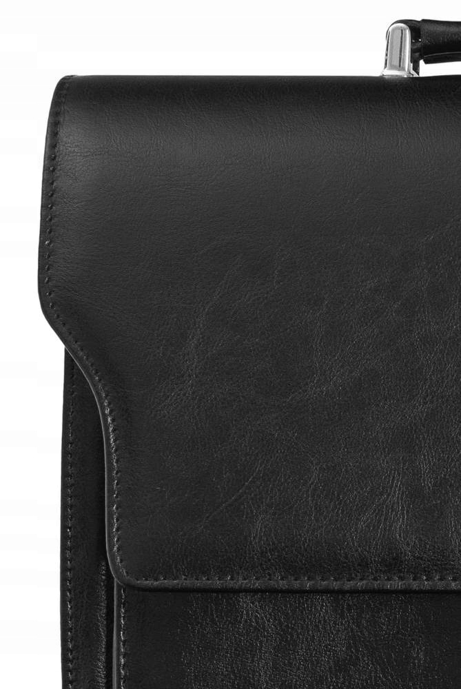 Skórzana teczka męska na dokumenty czarna - Tizano TS18 Liczba komór 3