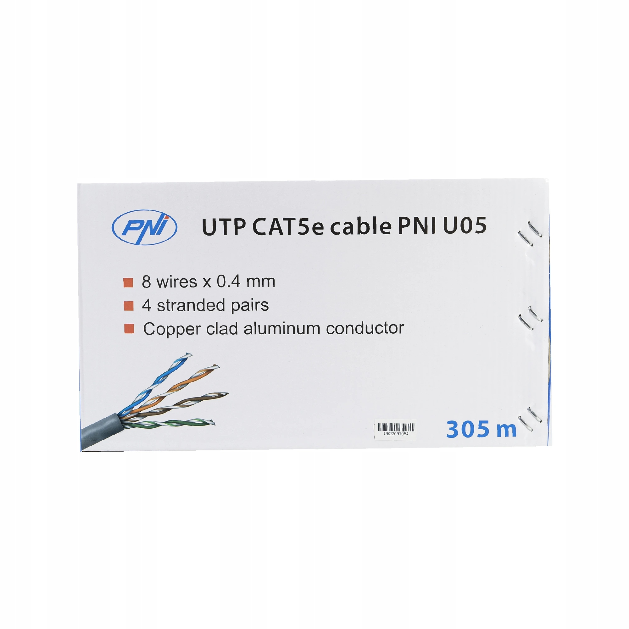 Kábel Utp CAT5e Pni U05 so 4 pármi točených vodičov 0,40 mm Cca, pre 1 giga