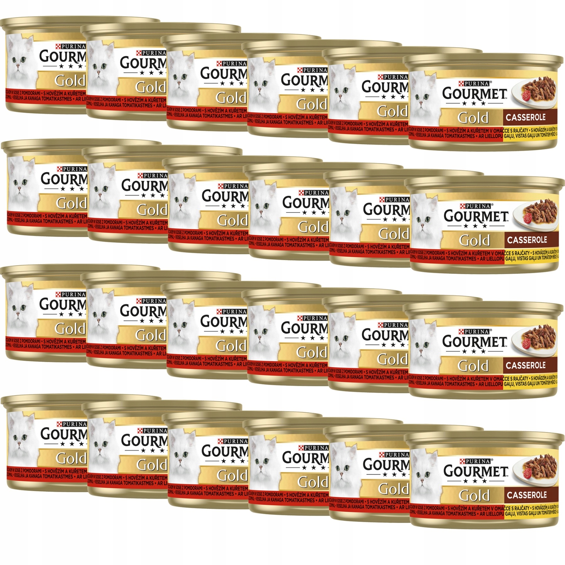 Levně Gourmet Gold Krmivo pro kočky Casserole s hovězím a kuřecím masem 85 g x 24 g