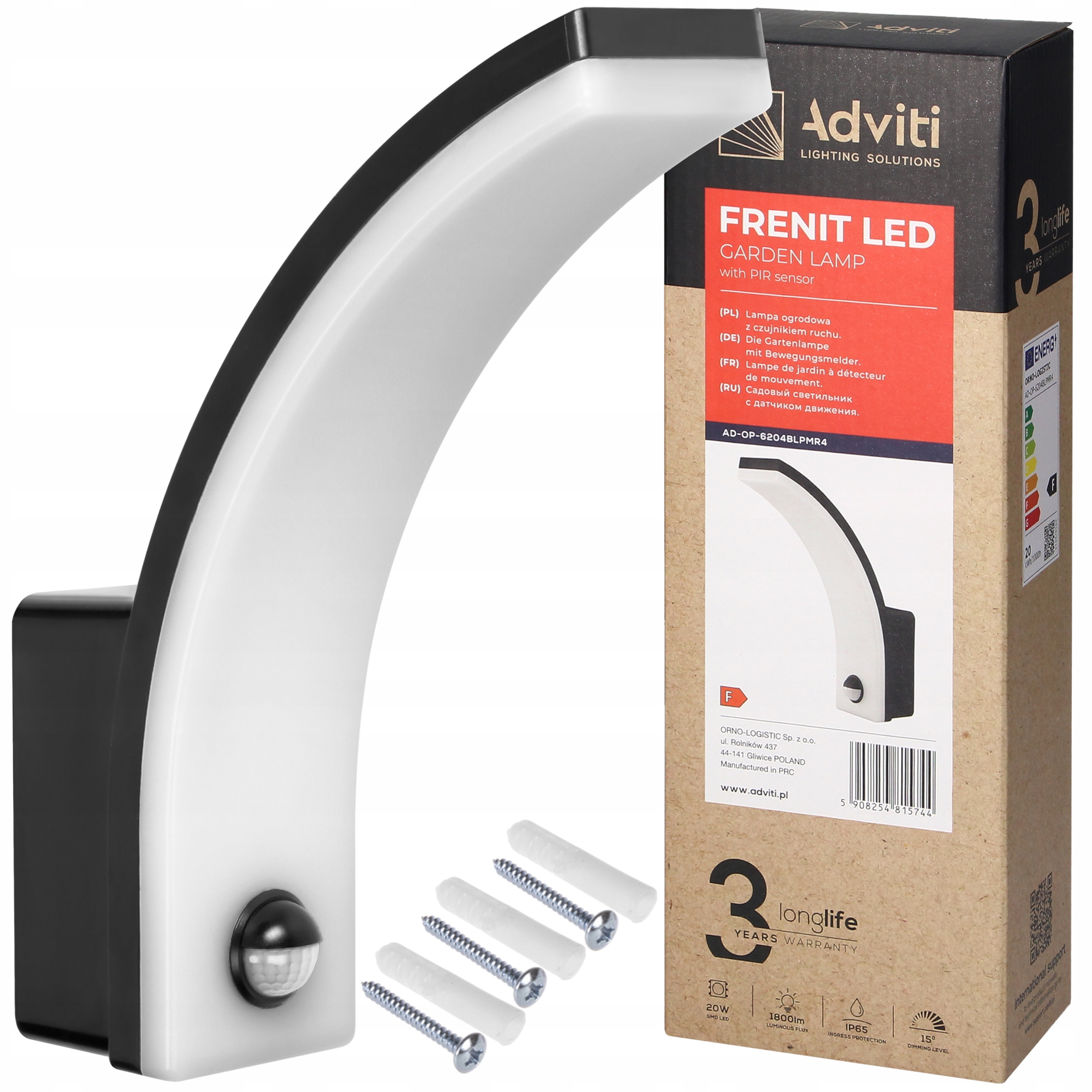 Lampa Kinkiet Zewnętrzny Led Z Czujnik Ruchu Zmierzchu Elewacyjna 20W