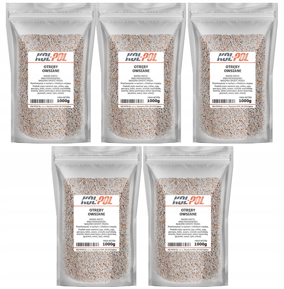 Levně 1X Ovesné Otruby 5kg Přírodní na chléb Potravinářské ovesné otruby Kol-Pol