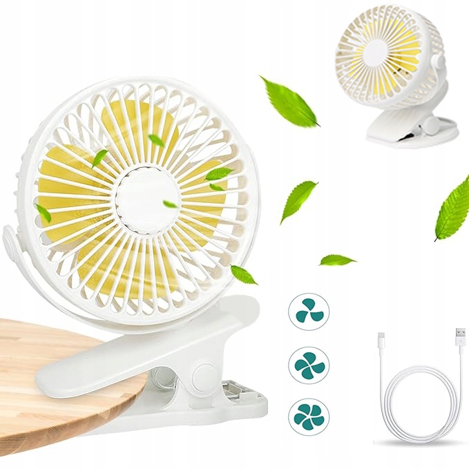 WENTYLATOR BIURKOWY, BEZPRZEWODOWY WENTYLATOR STOJĄCY + KLIPS USB 2000MAH PRZENOŚNY WENTYLATOR CHŁODZĄCY