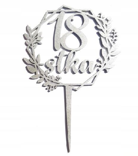 

18-stka w wianku 18 urodziny Topper 13cm Srebrny