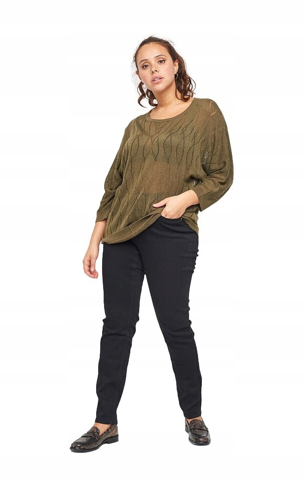 Plus Size Adia Pohodlné Kalhoty Džíny Zúžené Černé A155 52