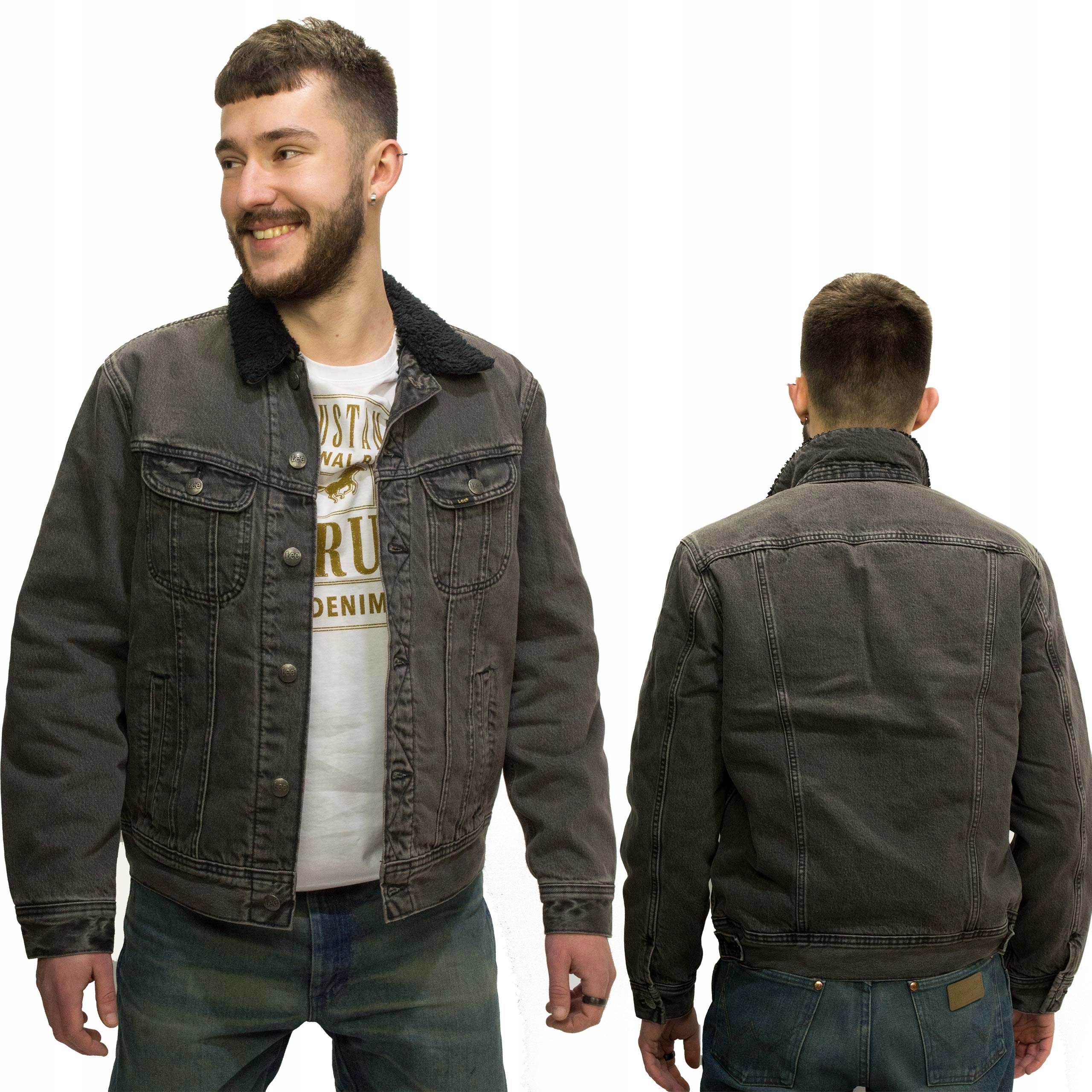 Lee Sherpa Jacket Black Obsidian pánská zateplená džínová bunda vel L