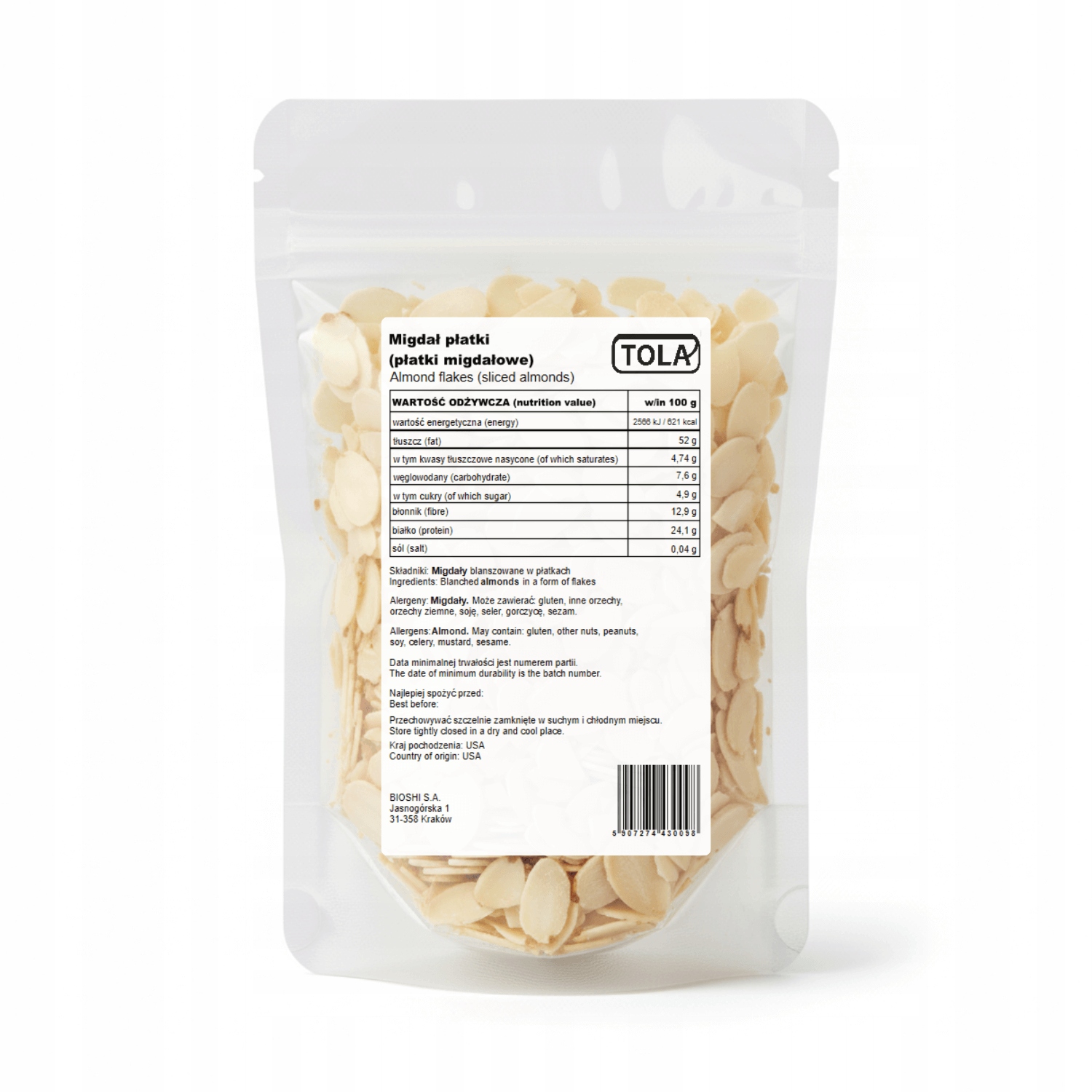 Levně Mandle vločky (madlové plátky) 2 kg – přírodní, vysoká kvalita Tola