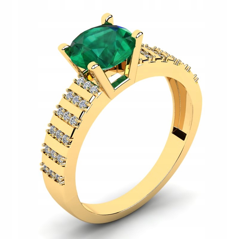 

Pierścionek Złoty Zaręczynowy Z Zieloną Cyrkonią