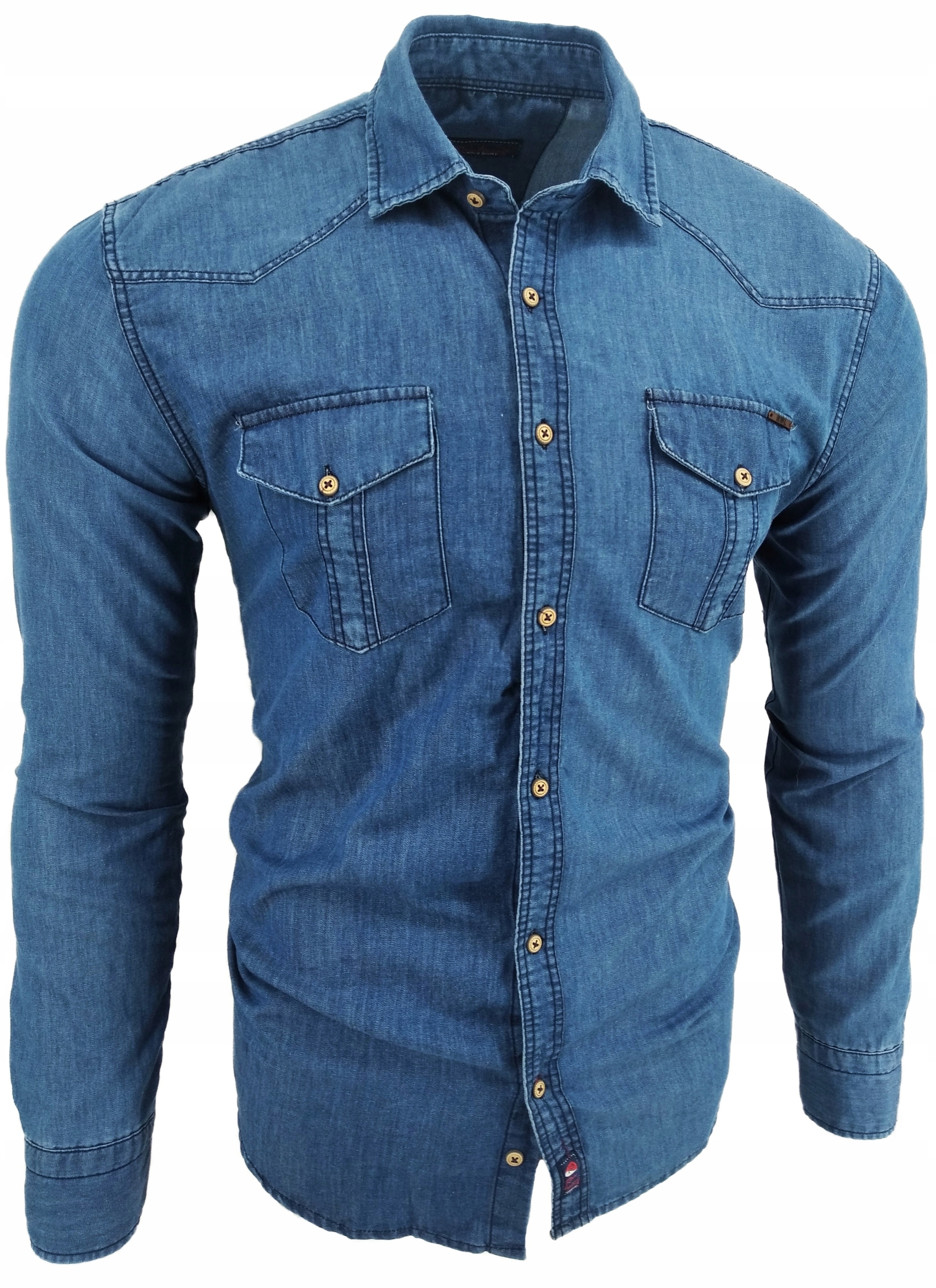 KOSZULA JEANSOWA MĘSKA INDIGO JEANS 2026 M Wzór dominujący bez wzoru
