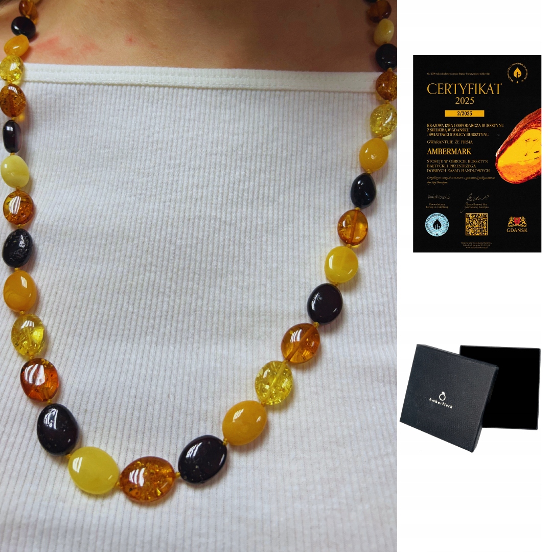 Náhrdelník z jantaru, jantarové korále, koňaková kolia, mléčný korálky