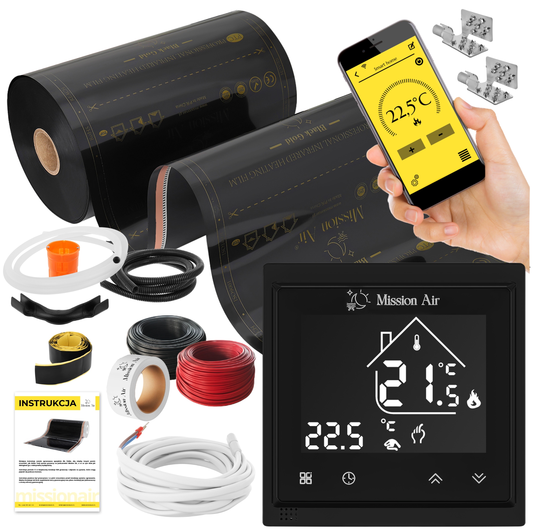 

Zestaw Folia Mata Grzewcza Podczerwień 1m² 160W/m²