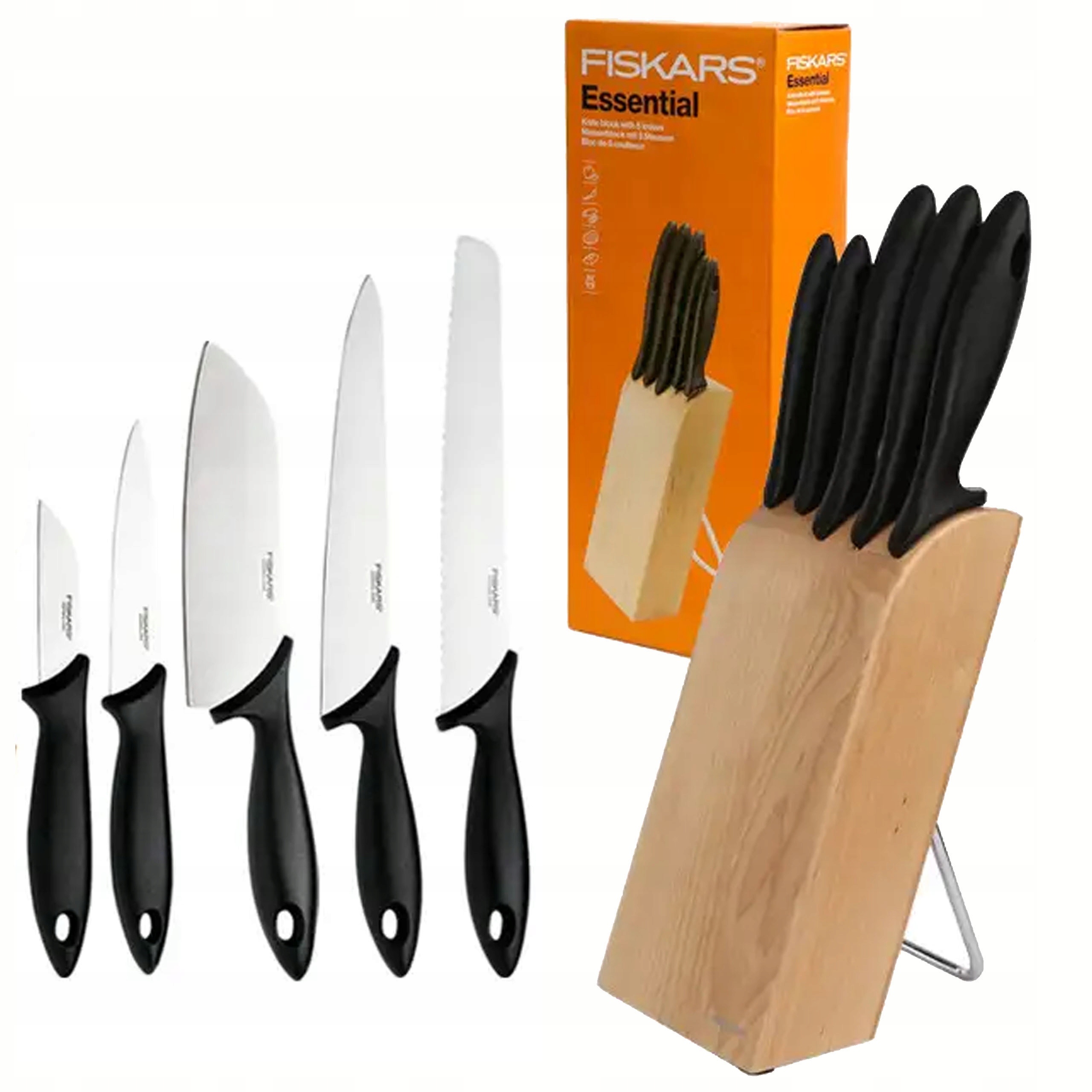 

Komplet Fiskars Essential Zestaw 5 Noży W Bloku