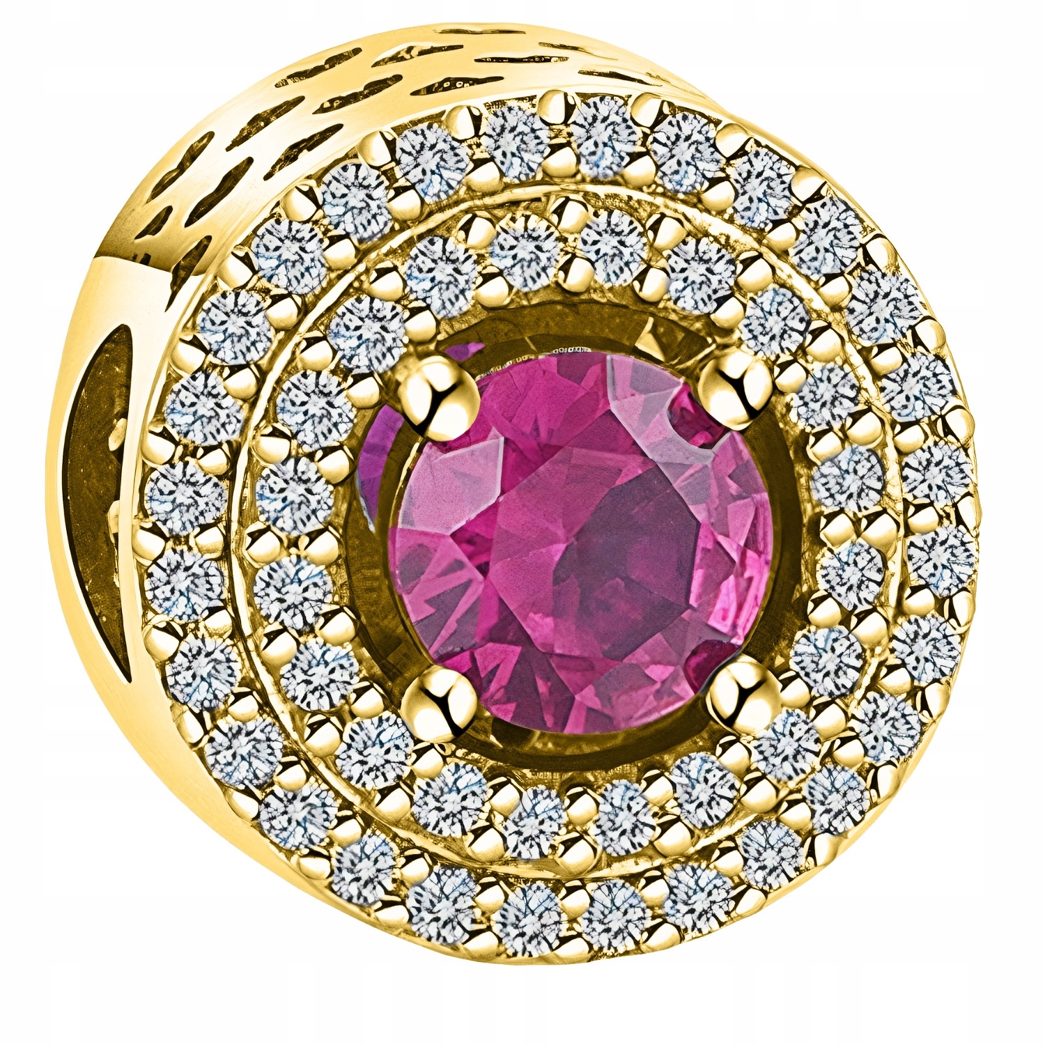 Zlatý Charms Červený Křišťál Zirkony Červený Zirkon Stříbro 925