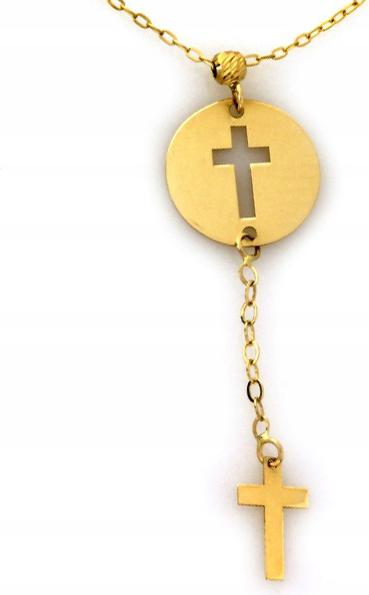 Zlatý náhrdelník kravata 585 dlouhý křížek s křížkem módní řetízek