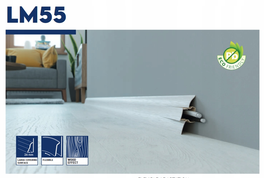 ARBITON LM55 listwa przypodłogowa 2,5m BIAŁY MAT Szerokość 26 mm