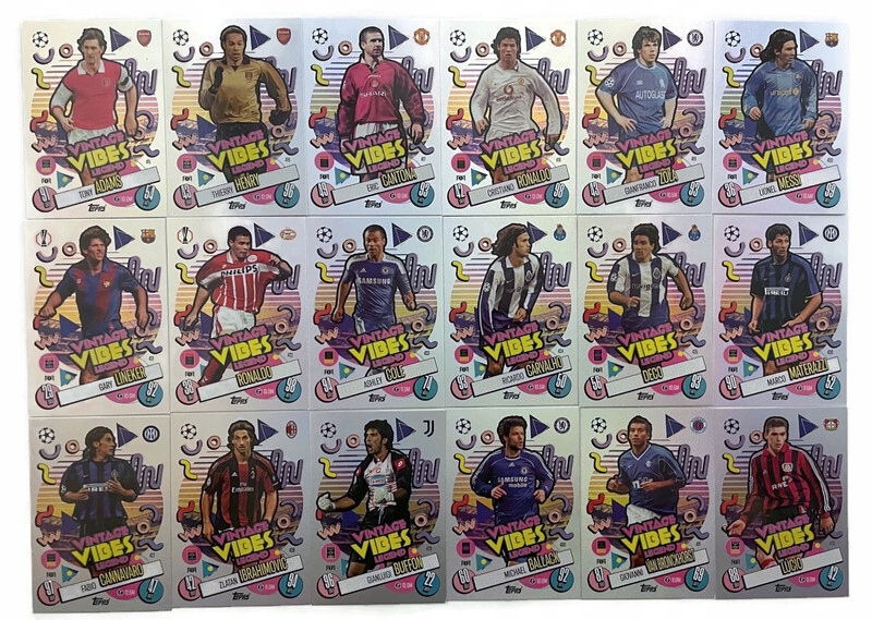 Topps Match Attax 2024 2025 Vintage Vibes komplet 18 kart Messi Ronaldo