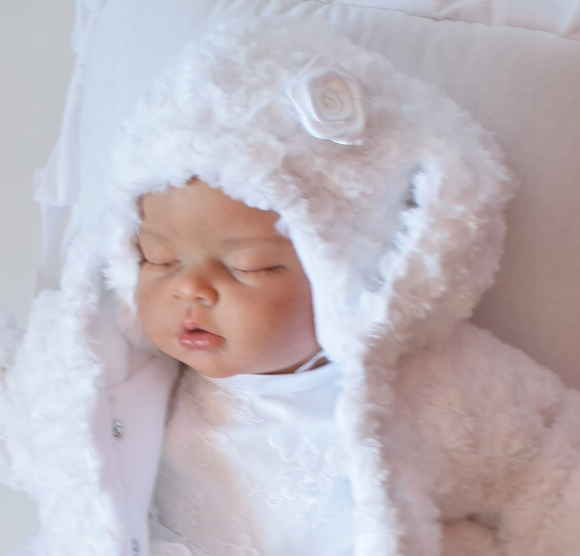 Ciepła CZAPKA polar futerko CHRZEST 62 68 AMELIA Płeć Dziewczynki