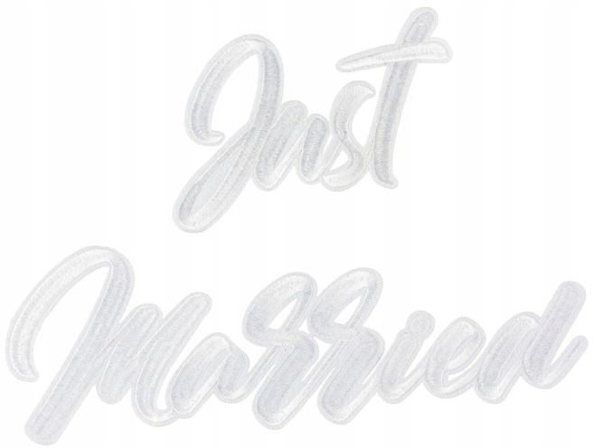 NAPRASOWANKA naszywka JUST MARRIED biała ŚLUB