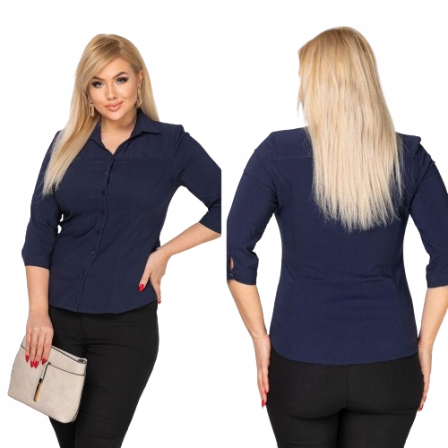 Košilová halenka Sandra 3/4 rukávy barva tmavě modrá velikost 58
