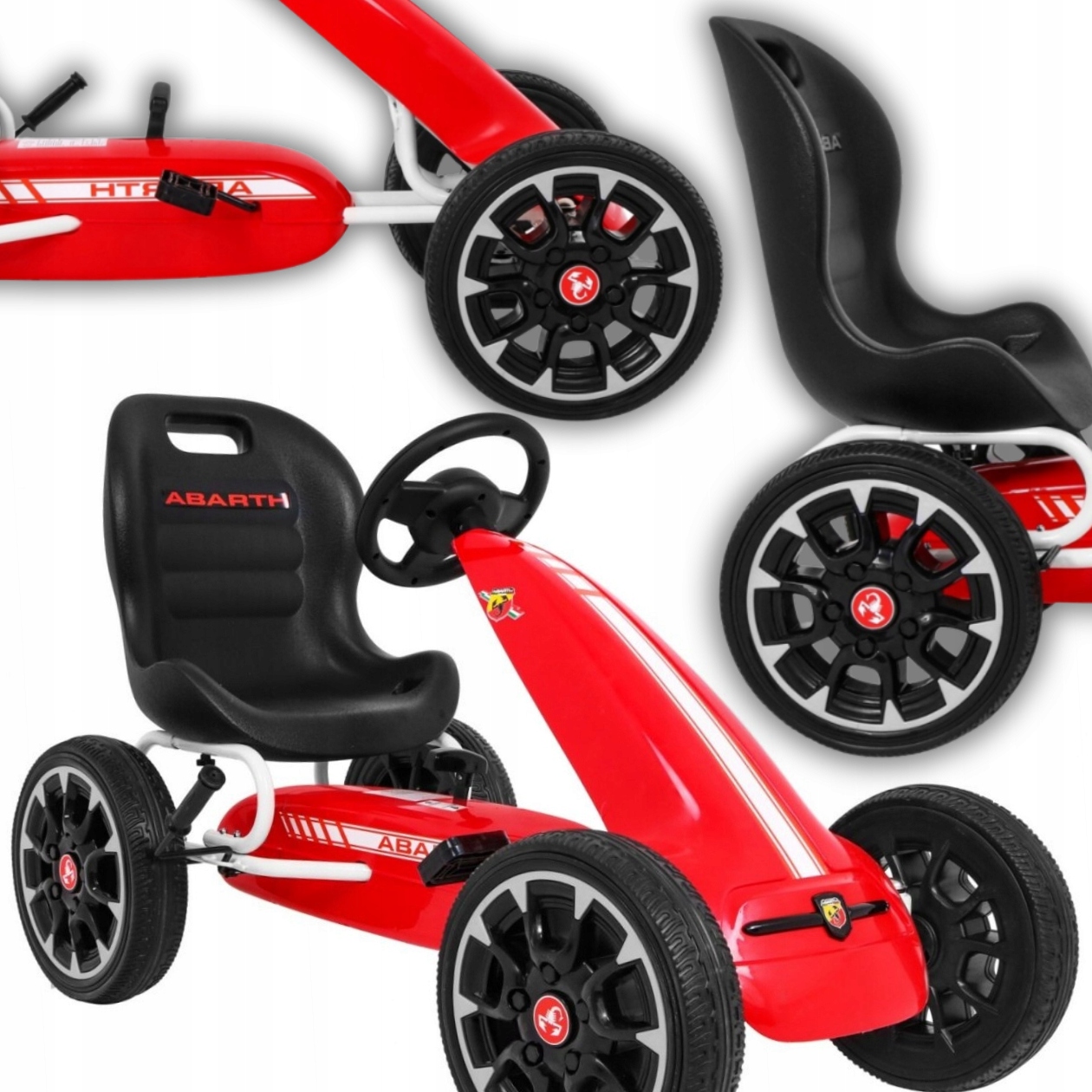 Gokart Na Pedały Dla Dzieci Dziecka Abarth Do 25KG Jeździk Duży Czerwony