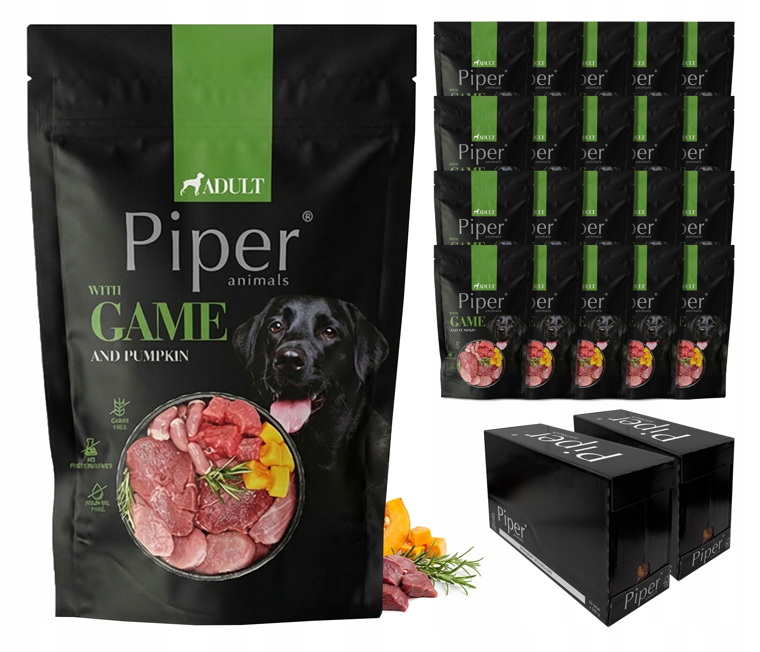 Piper Dziczyzna z dynią Dolina Noteci karma dla psa saszetki Zestaw 20x500g
