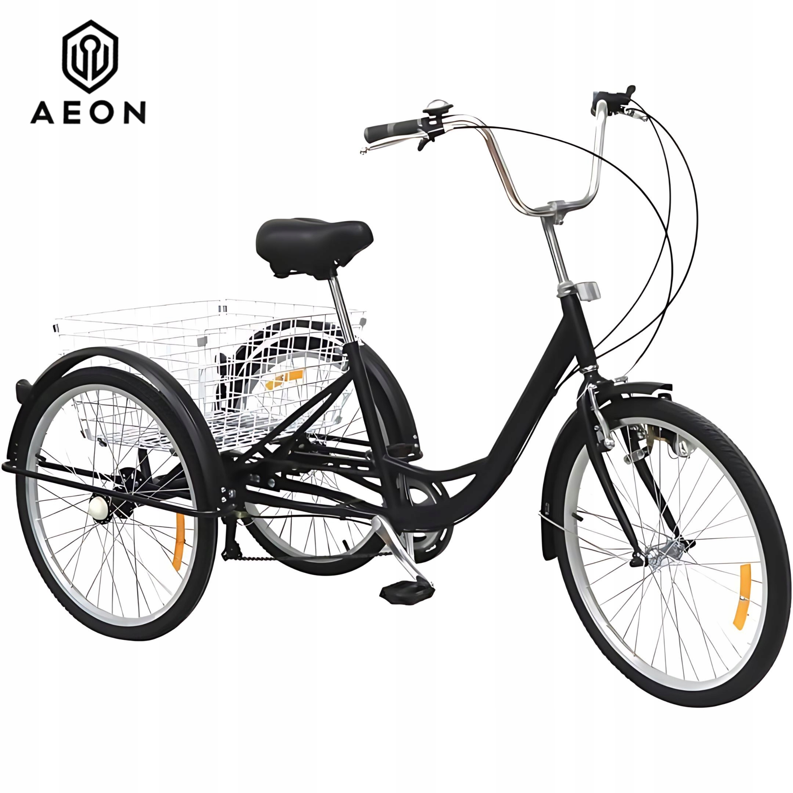 ROWER TRÓJKOŁOWY AEON TRIKE 24" DLA DOROSŁYCH KOSZYK ŚWIATŁO 7 BIEGÓW Hamulce V-brake
