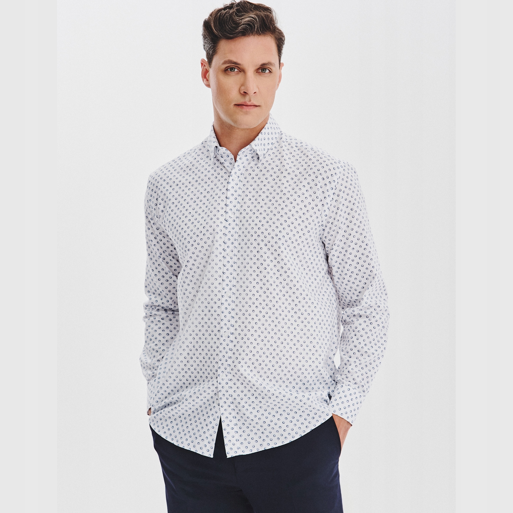 Biała koszula męska w kwiatowy wzór 100% bawełna Pako Lorente roz. 3XL