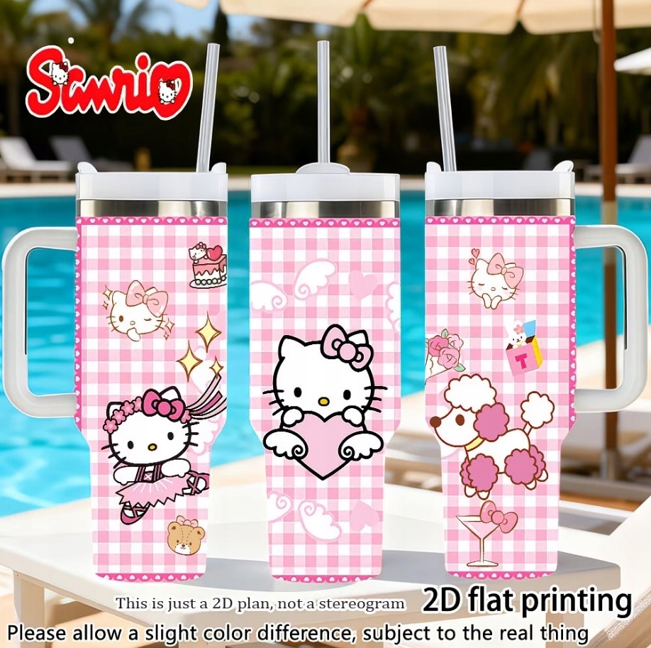 Termohrnek termos velký láhev na pití Hello Kitty Růžová Kawaii Ytk 1200 ml